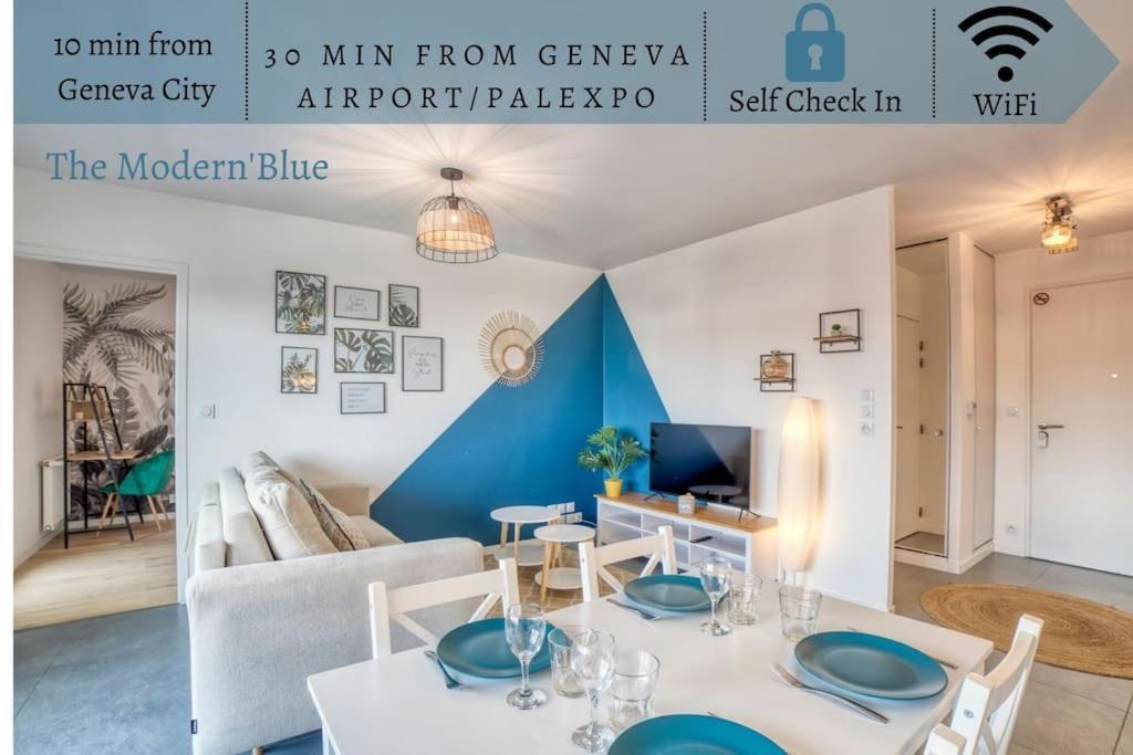 Modern'Blue - Gare Annemasse A 3Min-Geneve Acces Direct Appartement Buitenkant foto